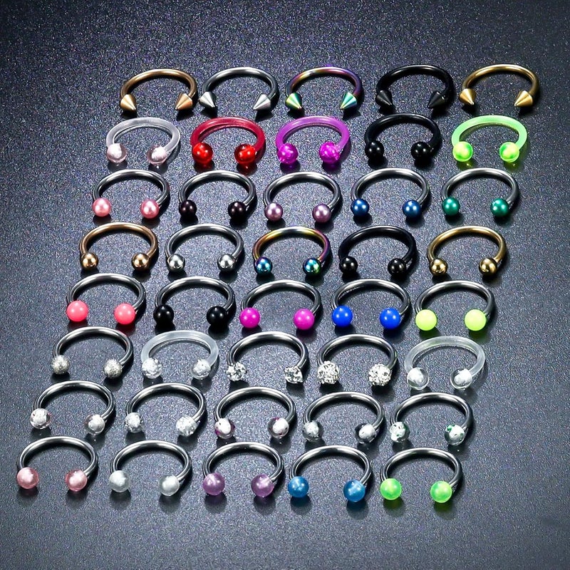 D.Bella 16G 18G 20G Horseshoe Septum Rings Surgical Steel Nose Piercing Jewelry Cartilage Helix Tragus Earring Hoop Eyebrow Lip Retainer for Women Men 6mm 8mm 10mm 12mm - Image 3